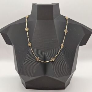 Vintage 1979 Avon "Flowerlace" Gold Tone Station Necklace - 27" Opera Length